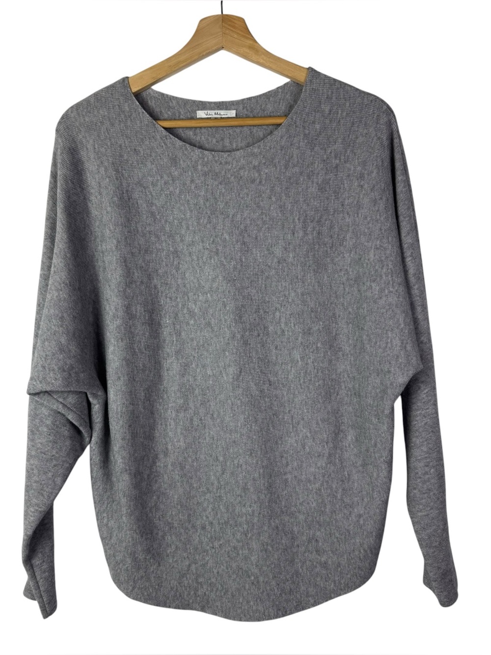 Vila Milano Light Gray Batwing Pullover Knit Long Sleeve Top M